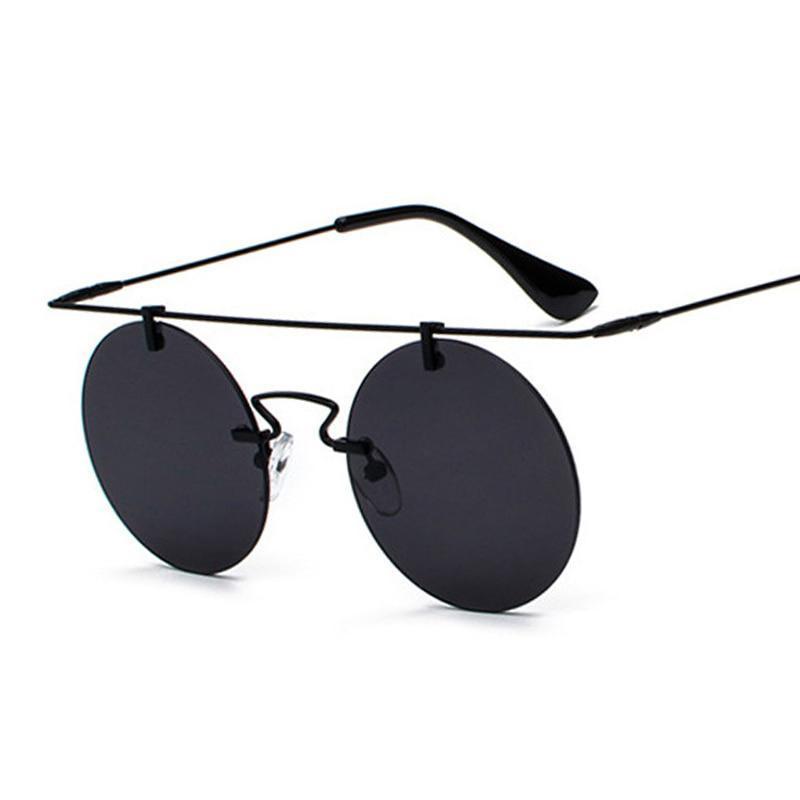 Vintage Punk Rectangular Bridge Rimless Lightweight Sunglasses Sunglasses Black Black