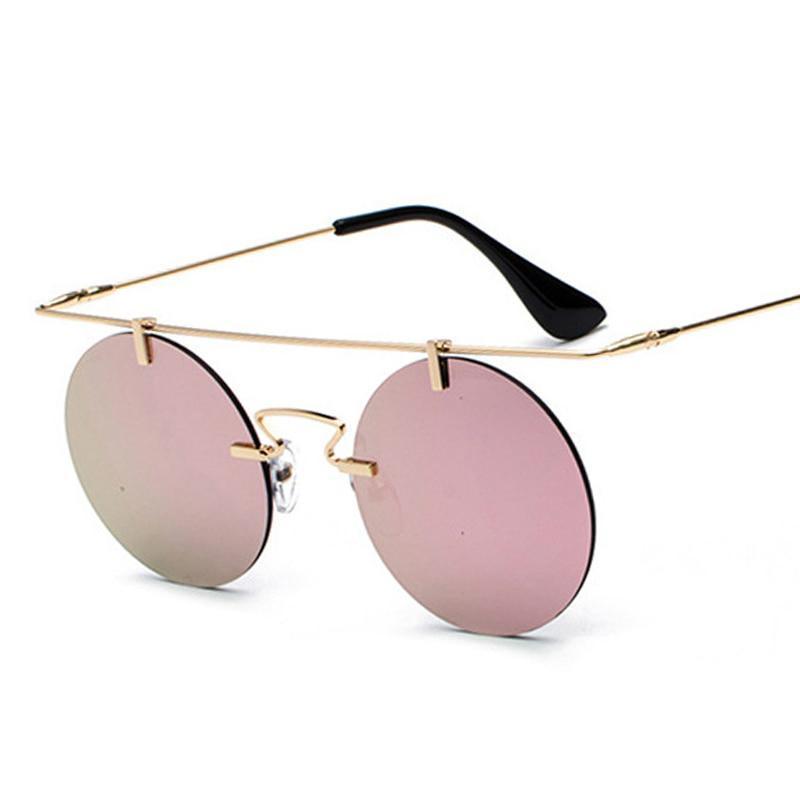 Vintage Punk Rectangular Bridge Rimless Lightweight Sunglasses Sunglasses Black Black