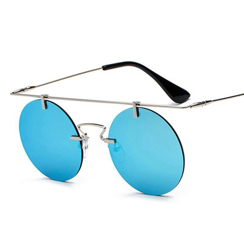 Vintage Punk Rectangular Bridge Rimless Lightweight Sunglasses Sunglasses Black Black