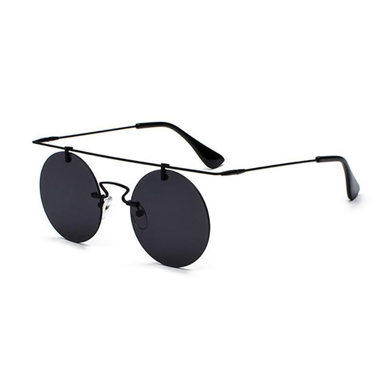 Vintage Punk Rectangular Bridge Rimless Lightweight Sunglasses Sunglasses Black Black