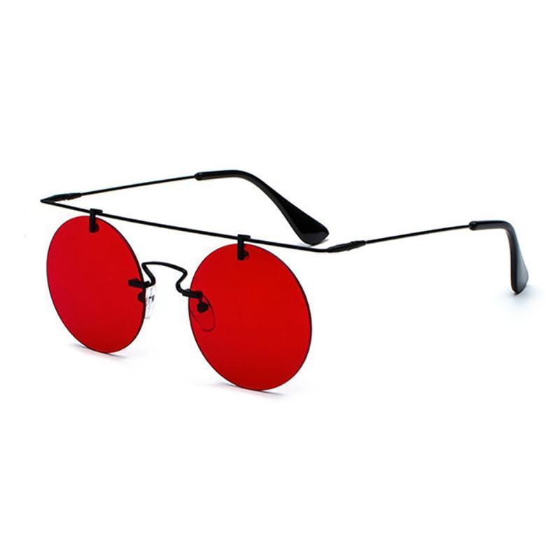 Vintage Punk Rectangular Bridge Rimless Lightweight Sunglasses Sunglasses Clear Red