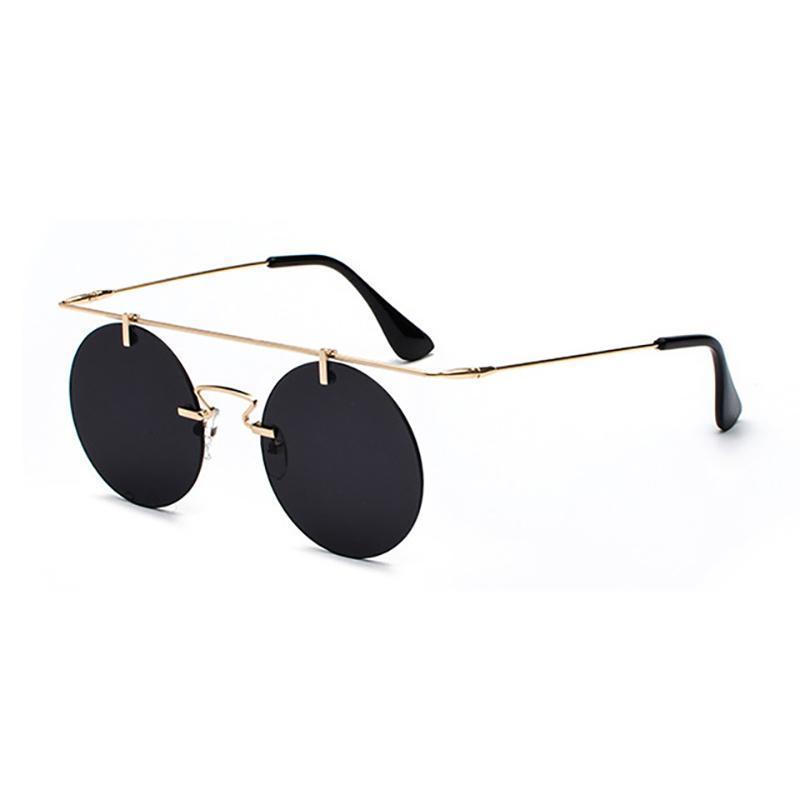 Vintage Punk Rectangular Bridge Rimless Lightweight Sunglasses Sunglasses Golden Black