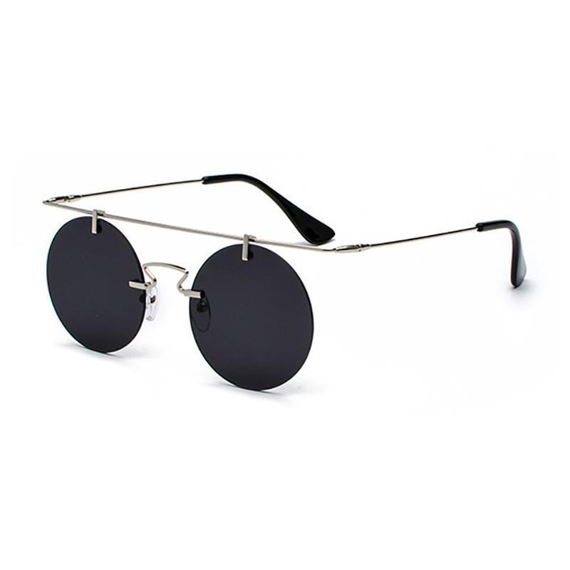 Vintage Punk Rectangular Bridge Rimless Lightweight Sunglasses Sunglasses Silver Black
